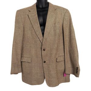 Burberrys Mens Houndstooth Suit  Blazer Jacket  Made in USA Size 44-  L #1148